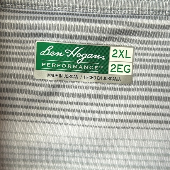 NWT Ben Hogan Performance Striped Polo Shirt Men’s 2XL Bright White/Gray - Picture 3 of 7